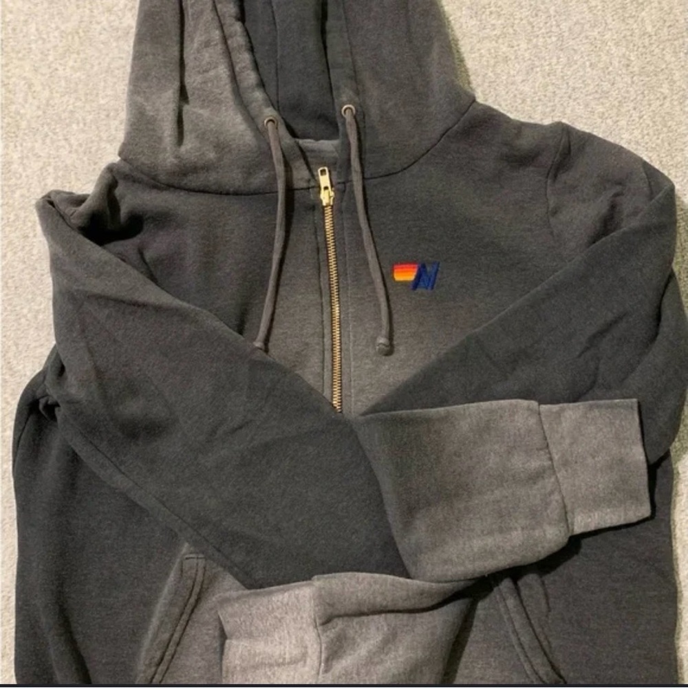 NEW W/ TAGS AVIATOR NATION Gray Zip-Up Hoodie with Logo